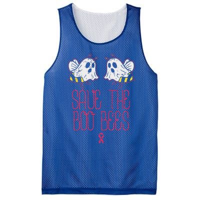 Save The Boobees Boo Bees Breast Cancer Halloween Funny Mesh Reversible Basketball Jersey Tank