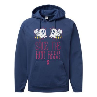 Save The Boobees Boo Bees Breast Cancer Halloween Funny Performance Fleece Hoodie