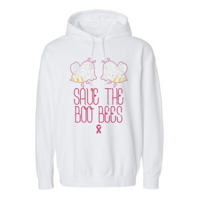 Save The Boobees Boo Bees Breast Cancer Halloween Funny Garment-Dyed Fleece Hoodie