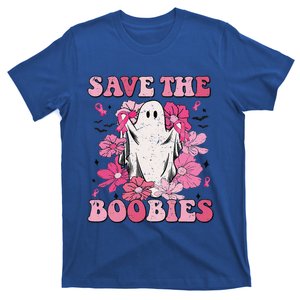 Save The Boobies Pink Ghost Woman Breast Cancer Halloween T-Shirt