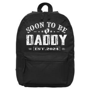 Soon To Be Daddy Est 2024 FatherS Day First Time Dad 16 in Basic Backpack