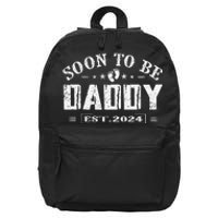 Soon To Be Daddy Est 2024 FatherS Day First Time Dad 16 in Basic Backpack