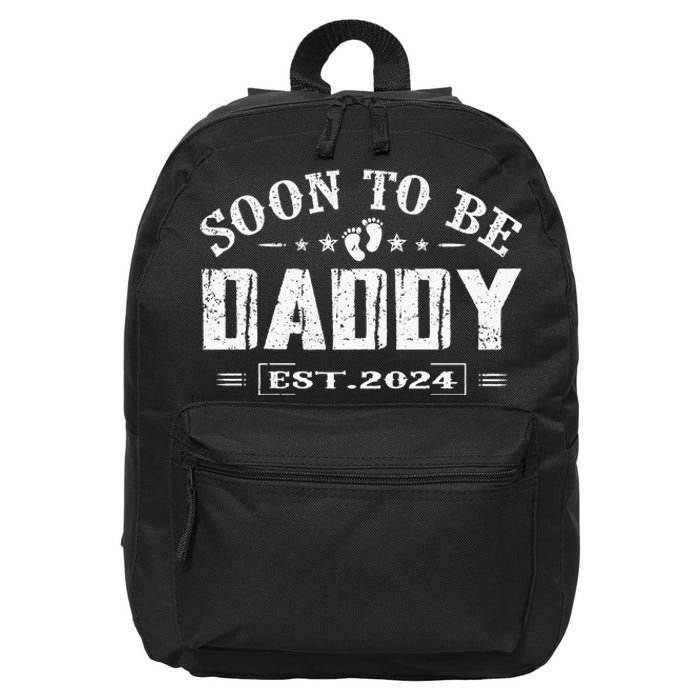 Soon To Be Daddy Est 2024 FatherS Day First Time Dad 16 in Basic Backpack