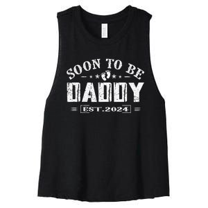 Soon To Be Daddy Est 2024 FatherS Day First Time Dad Women's Racerback Cropped Tank