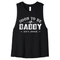 Soon To Be Daddy Est 2024 FatherS Day First Time Dad Women's Racerback Cropped Tank