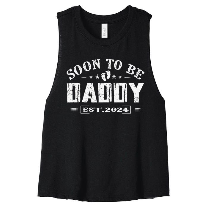 Soon To Be Daddy Est 2024 FatherS Day First Time Dad Women's Racerback Cropped Tank