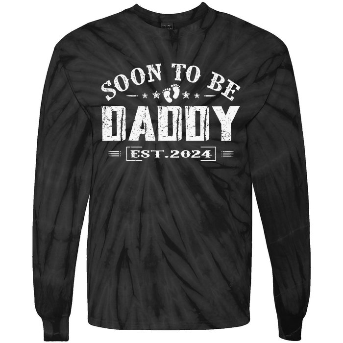 Soon To Be Daddy Est 2024 FatherS Day First Time Dad Tie-Dye Long Sleeve Shirt