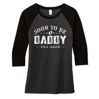 Soon To Be Daddy Est 2024 FatherS Day First Time Dad Women's Tri-Blend 3/4-Sleeve Raglan Shirt