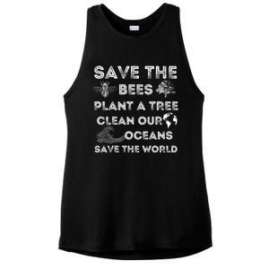 Save The Bees Plant More Trees Clean Our Seas Environt Gift Ladies PosiCharge Tri-Blend Wicking Tank