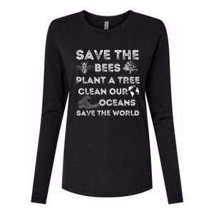 Save The Bees Plant More Trees Clean Our Seas Environt Gift Womens Cotton Relaxed Long Sleeve T-Shirt