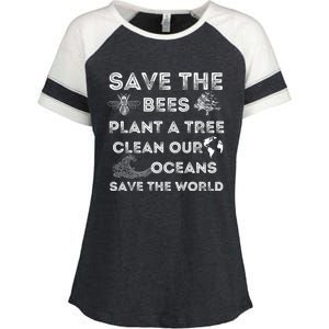 Save The Bees Plant More Trees Clean Our Seas Environt Gift Enza Ladies Jersey Colorblock Tee