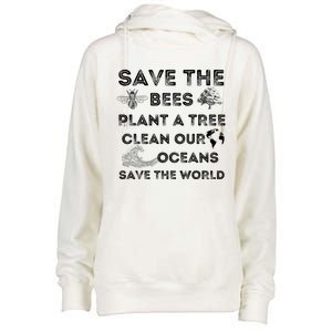 Save The Bees Plant More Trees Clean Our Seas Environt Gift Womens Funnel Neck Pullover Hood