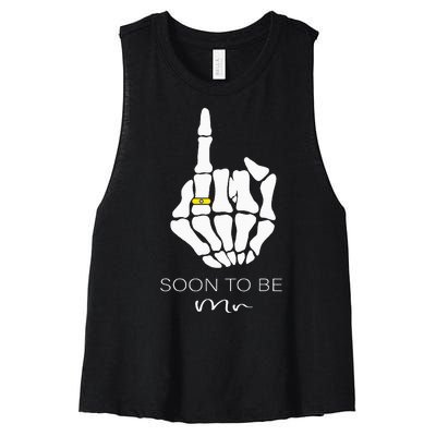 Soon To Be Mr Groom Party Engaged Skeleton Ring Finger Women's Racerback Cropped Tank