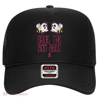 Save The Boobees Boo Bees Breast Cancer Halloween Women High Crown Mesh Back Trucker Hat