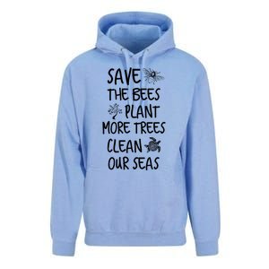 Save The Bees Plant More Trees Clean Our Seas Environt Gift Unisex Surf Hoodie