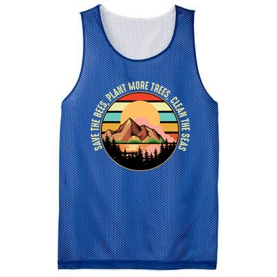 Save The Bees Plant Tree Clean Seas Nature Life Earth Lover Gift Mesh Reversible Basketball Jersey Tank