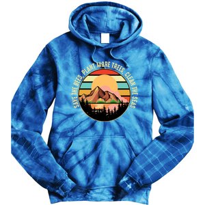 Save The Bees Plant Tree Clean Seas Nature Life Earth Lover Gift Tie Dye Hoodie