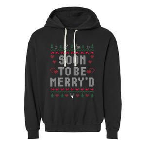 Soon To Be MerryD Engaged Couples Matching Ugly Christmas Garment-Dyed Fleece Hoodie