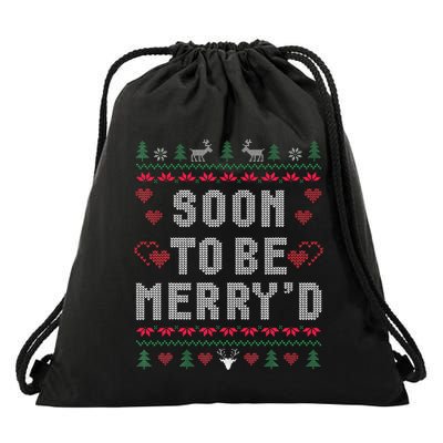 Soon To Be MerryD Engaged Couples Matching Ugly Christmas Drawstring Bag