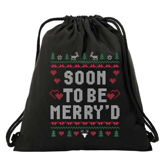 Soon To Be MerryD Engaged Couples Matching Ugly Christmas Drawstring Bag