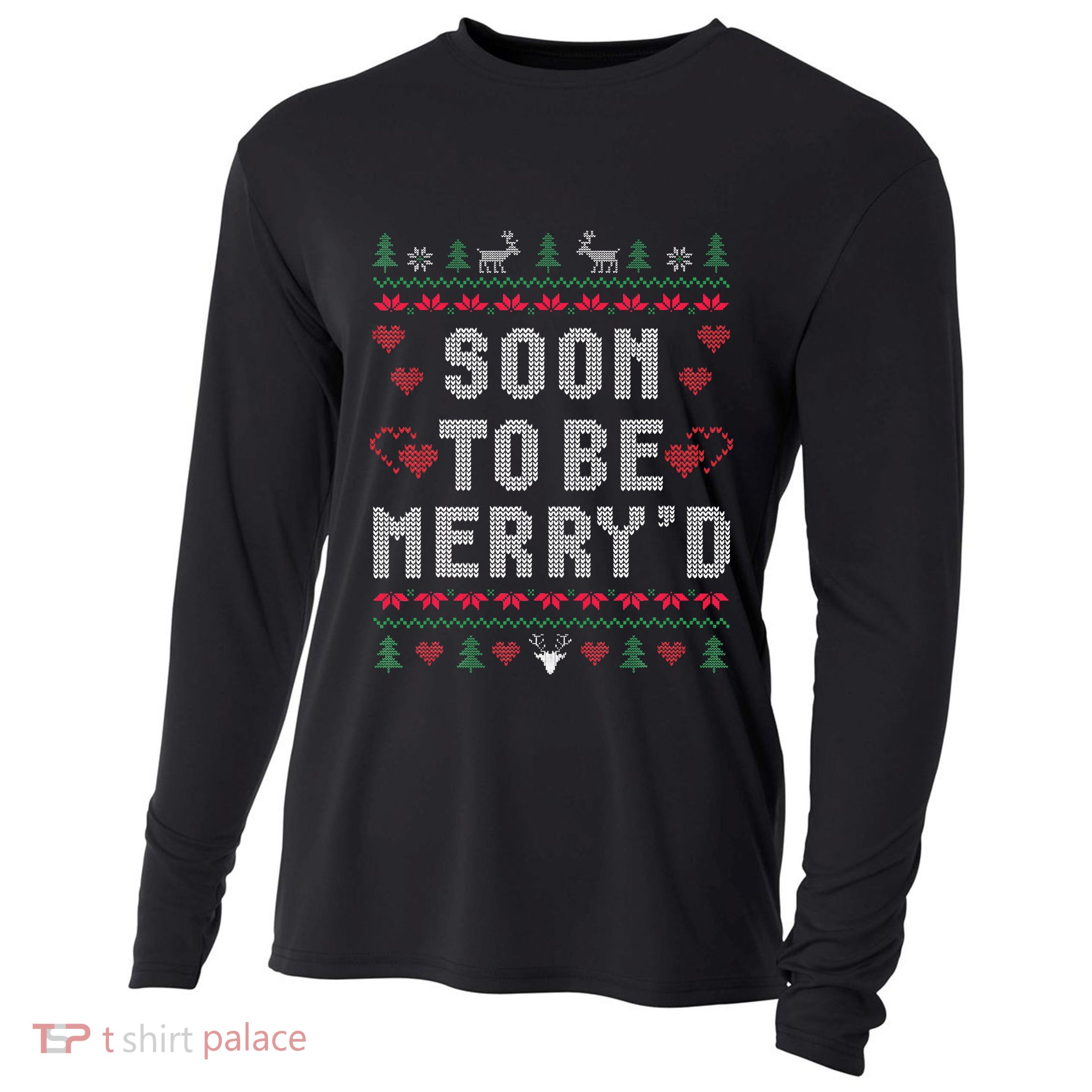 Soon To Be MerryD Engaged Couples Matching Ugly Christmas Cooling Performance Long Sleeve Crew