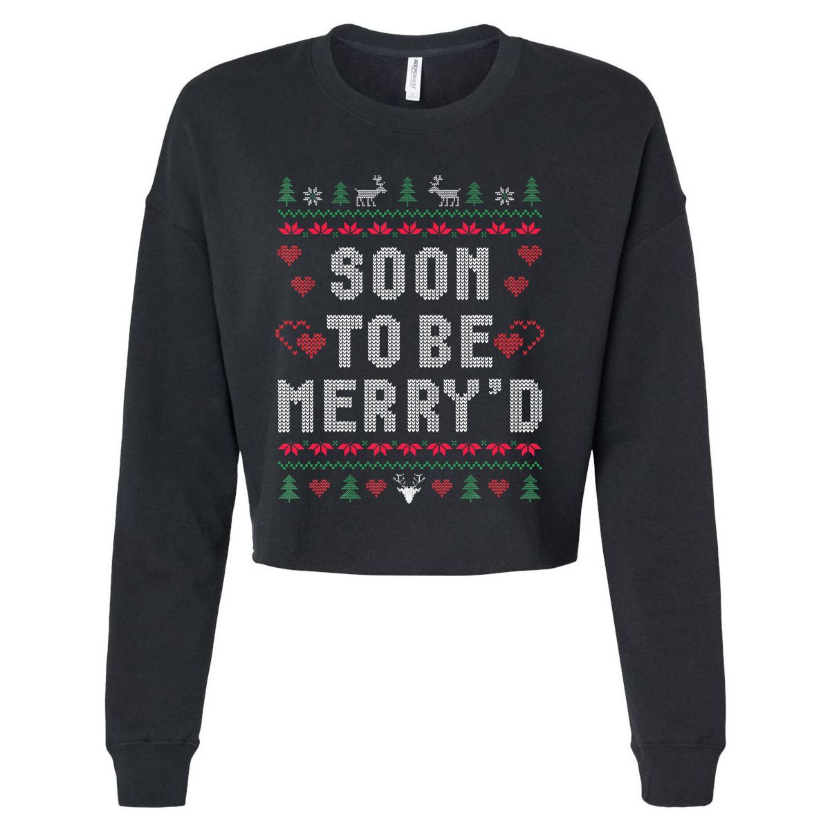 Soon To Be MerryD Engaged Couples Matching Ugly Christmas Cropped Pullover Crew
