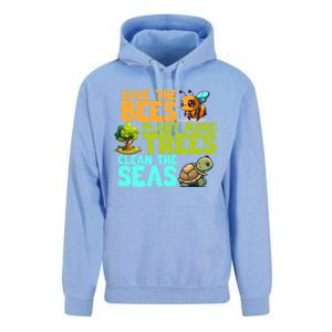 Save The Bees Plant More Trees Clean The Seas Earth Day Gift Unisex Surf Hoodie