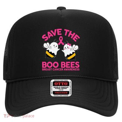 Save The Boobees Boo Bees Breast Cancer Halloween Women High Crown Mesh Back Trucker Hat