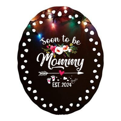 Soon To Be Mommy 2024 Mothers Day First Time Mom Pregnancy Ceramic Oval Ornament