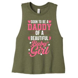 Soon To Be A Daddy Of A Beautiful Baby Girl New Dad Women's Racerback Cropped Tank