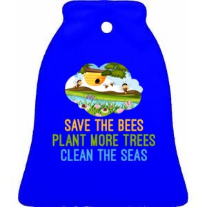 Save The Bees Plant More Trees Clean The Seas Great Gift Funny Gift Ceramic Bell Ornament