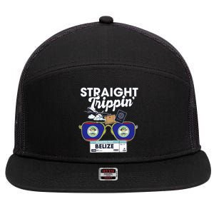 Straight Trippin Belize Vacation Travel Trip Matching 7 Panel Mesh Trucker Snapback Hat