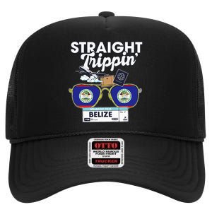 Straight Trippin Belize Vacation Travel Trip Matching High Crown Mesh Back Trucker Hat