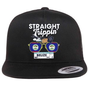 Straight Trippin Belize Vacation Travel Trip Matching Flat Bill Trucker Hat