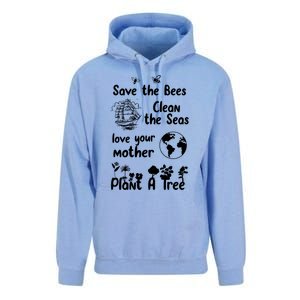 Save The Bees Cool Gift Love Your Mother Trees Seas Earth Nature Gift Unisex Surf Hoodie