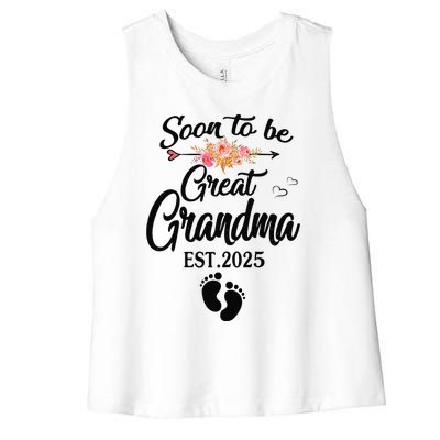 Soon To Be Great Grandma 2025 MotherS Day For New Grandma Women's Racerback Cropped Tank