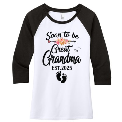 Soon To Be Great Grandma 2025 MotherS Day For New Grandma Women's Tri-Blend 3/4-Sleeve Raglan Shirt