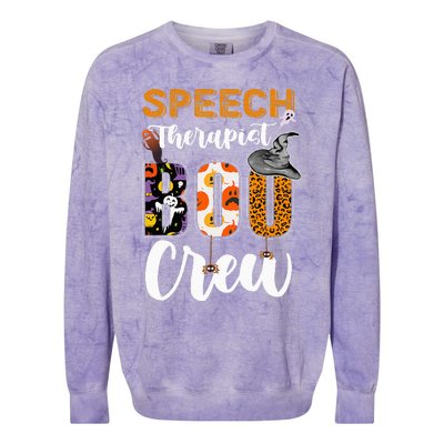 Speech Therapist Boo Crew Ghost Therapy Halloween Matching Colorblast Crewneck Sweatshirt