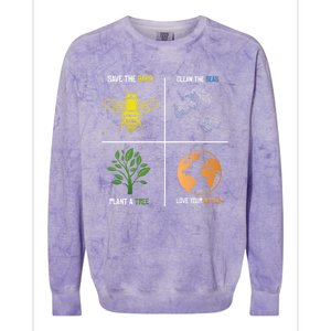 Save The Bees Plant More Trees Earth Day Gift Colorblast Crewneck Sweatshirt