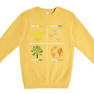 Save The Bees Plant More Trees Earth Day Gift Premium Crewneck Sweatshirt