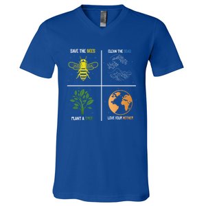 Save The Bees Plant More Trees Earth Day Gift V-Neck T-Shirt