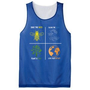 Save The Bees Plant More Trees Earth Day Gift Mesh Reversible Basketball Jersey Tank