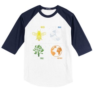 Save The Bees Plant More Trees Earth Day Gift Baseball Sleeve Shirt