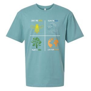 Save The Bees Plant More Trees Earth Day Gift Sueded Cloud Jersey T-Shirt