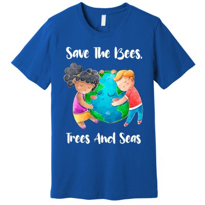 Save The Bees Trees Seas Tee Earth Climate Change Meaningful Gift Premium T-Shirt