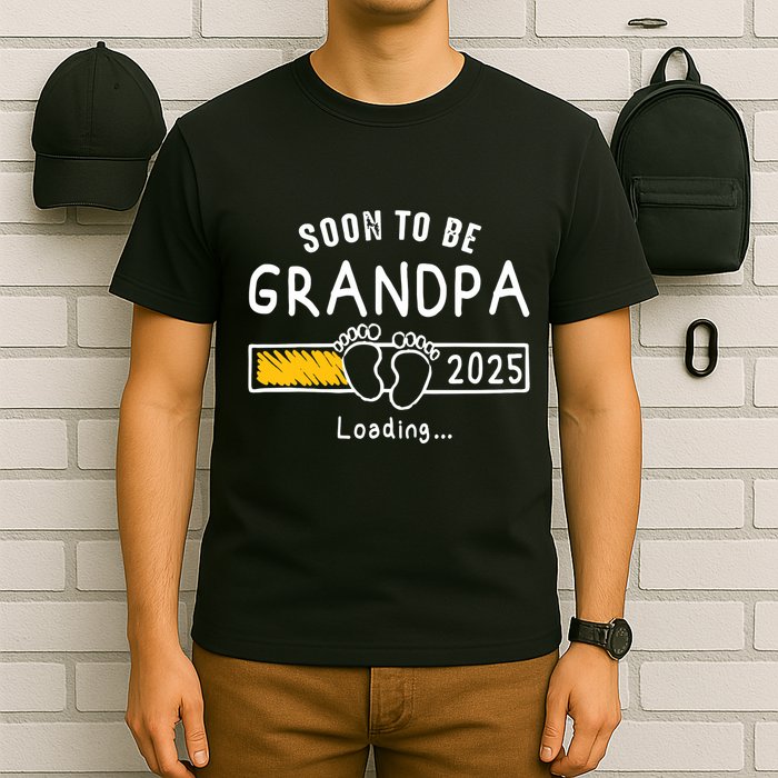 Soon To Be Grandpa 2025 Loading Promoted To Grandpa 2025 T-Shirt