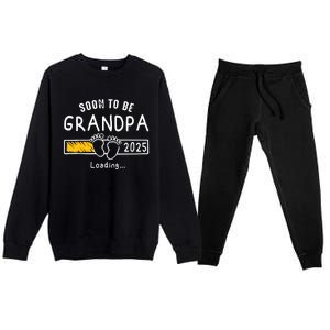 Soon To Be Grandpa 2025 Loading Promoted To Grandpa 2025 Premium Crewneck Sweatsuit Set