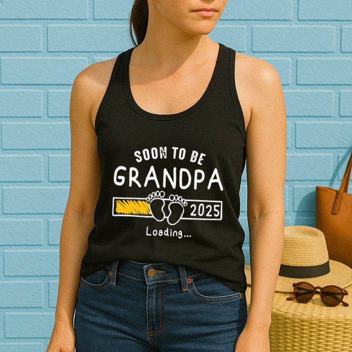 Soon To Be Grandpa 2025 Loading Promoted To Grandpa 2025 Womens Tank Top