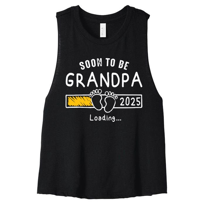 Soon To Be Grandpa 2025 Loading Promoted To Grandpa 2025 Women's Racerback Cropped Tank