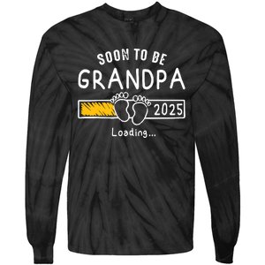 Soon To Be Grandpa 2025 Loading Promoted To Grandpa 2025 Tie-Dye Long Sleeve Shirt